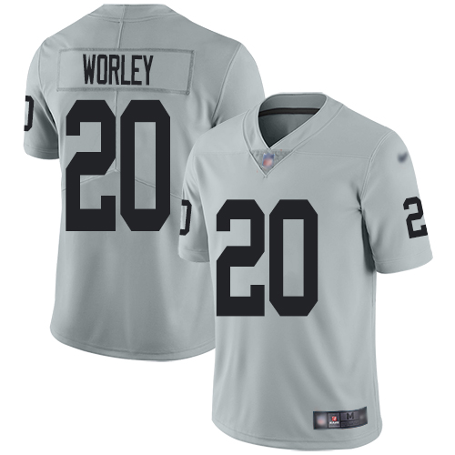 Men Oakland Raiders Limited Silver Daryl Worley Jersey NFL Football #20 Inverted Legend Jersey->oakland raiders->NFL Jersey